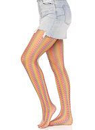 Patterned pantyhose, crochet net, colorful stripes